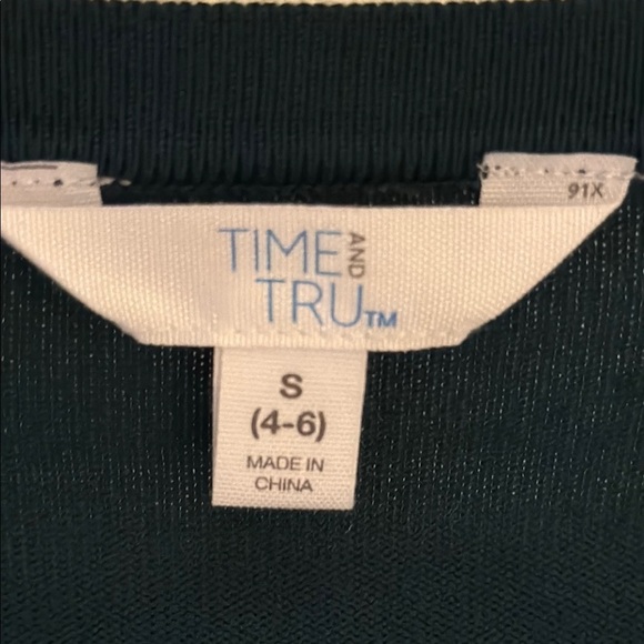 Time and Tru Blue Cardigan Sweater Classic Style Knit #368 - Picture 4 of 5